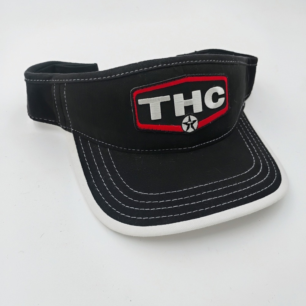 THC Clothing Sun Visor Hat Black Red Retro Parody Spoof Cap NOS Vintage 1990's
